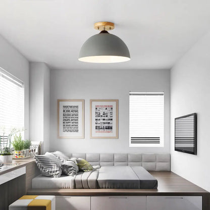 DecorBites™ DecorBites™ Metallic 1 Head Semi Flush Ceiling Light in Red/Pink/White/Gray for Bedroom - 12" Wide