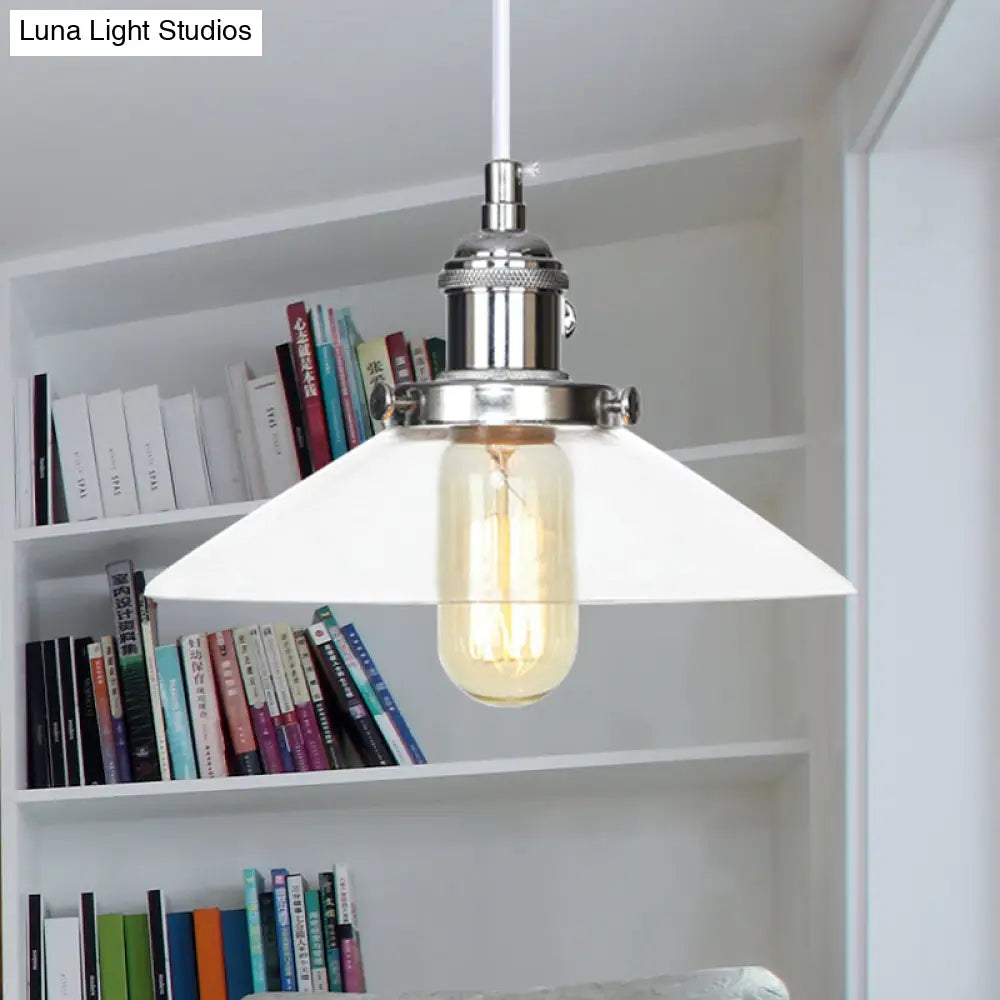 Metallic and Clear Glass Farmhouse Cone Pendant Lamp - Adjustable Height Ceiling Light