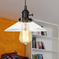 Metallic and Clear Glass Farmhouse Cone Pendant Lamp - Adjustable Height Ceiling Light