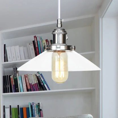 Metallic and Clear Glass Farmhouse Cone Pendant Lamp - Adjustable Height Ceiling Light