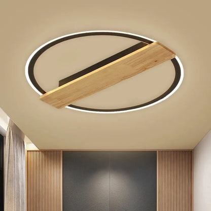DecorBites™ DecorBites™ Metallic Black/Gold LED Ceiling Lamp with Warm/White Light and Plank Decor, 16.5"/20.5" Wide
