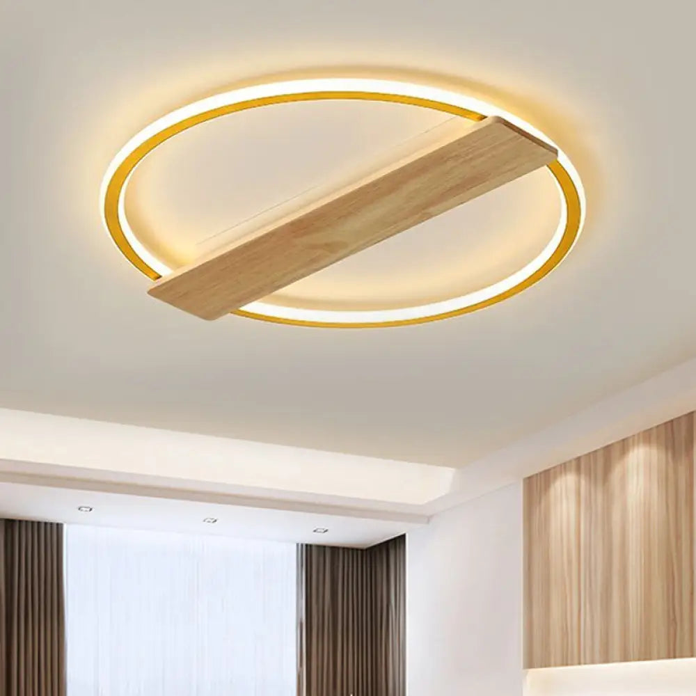 DecorBites™ DecorBites™ Metallic Black/Gold LED Ceiling Lamp with Warm/White Light and Plank Decor, 16.5"/20.5" Wide