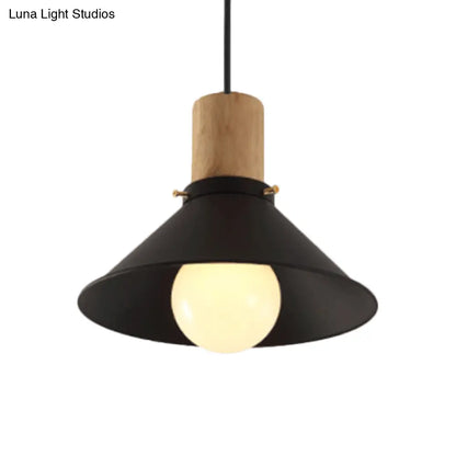 Metallic Black Pendant Lamp with Cone/Saucer Shade and Contemporary Design for Living Room