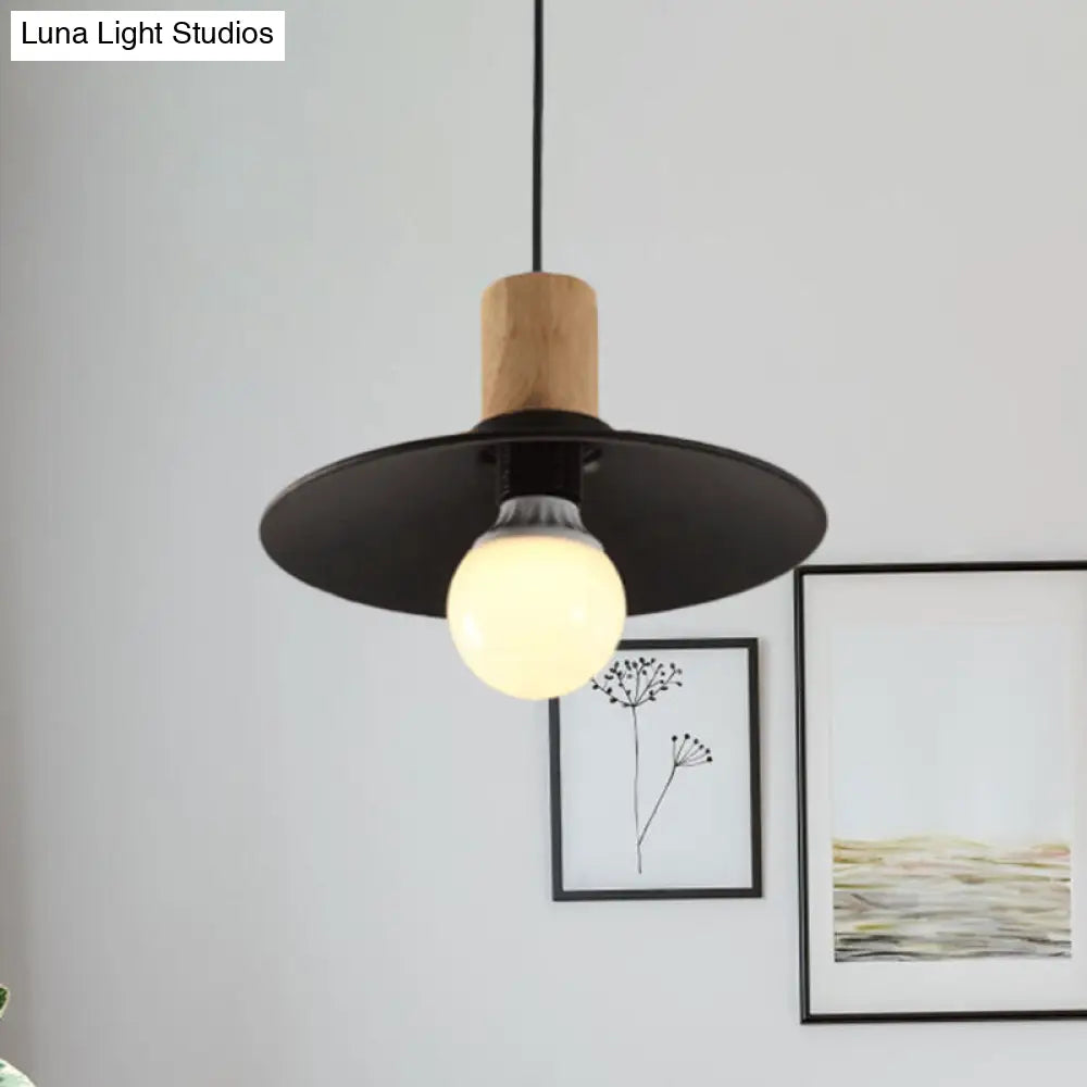 Metallic Black Pendant Lamp with Cone/Saucer Shade and Contemporary Design for Living Room