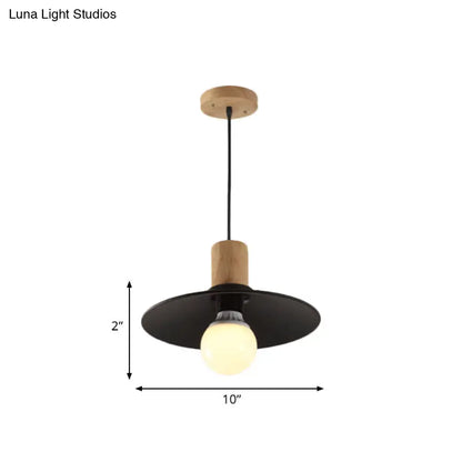 Metallic Black Pendant Lamp with Cone/Saucer Shade and Contemporary Design for Living Room