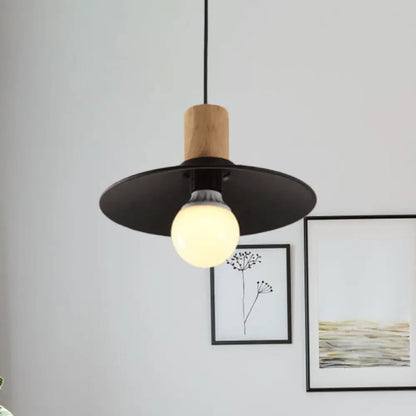 Metallic Black Pendant Lamp with Cone/Saucer Shade and Contemporary Design for Living Room