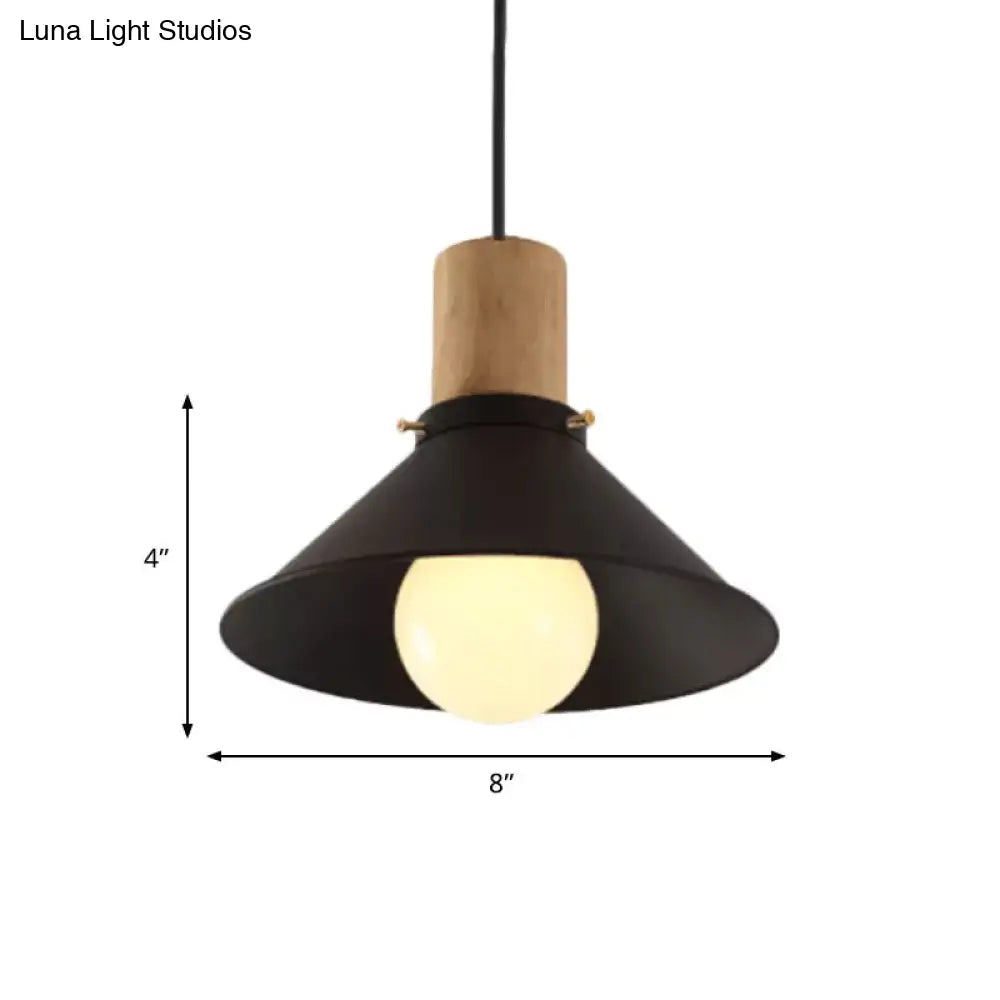 Metallic Black Pendant Lamp with Cone/Saucer Shade and Contemporary Design for Living Room