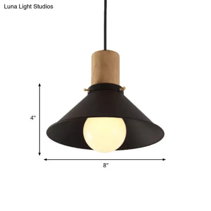 Metallic Black Pendant Lamp with Cone/Saucer Shade and Contemporary Design for Living Room