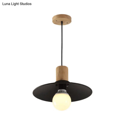 Metallic Black Pendant Lamp with Cone/Saucer Shade and Contemporary Design for Living Room