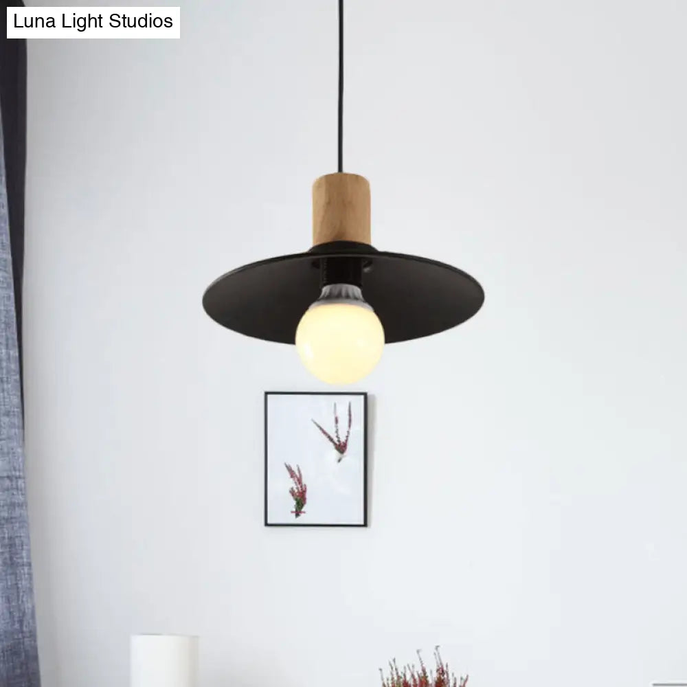 Metallic Black Pendant Lamp with Cone/Saucer Shade and Contemporary Design for Living Room