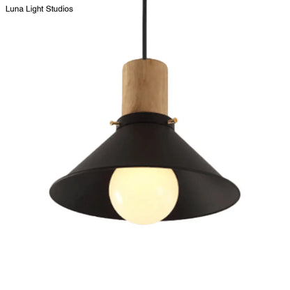 Metallic Black Pendant Lamp with Cone/Saucer Shade and Contemporary Design for Living Room