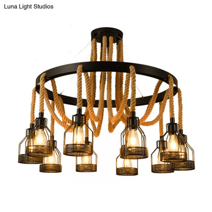 Metallic Chandelier - 4/6/14 Lights, Circular Design, Black - Perfect for Restaurants and Ceilings