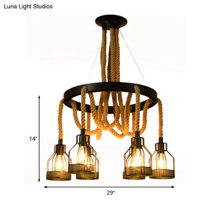 Metallic Chandelier - 4/6/14 Lights, Circular Design, Black - Perfect for Restaurants and Ceilings