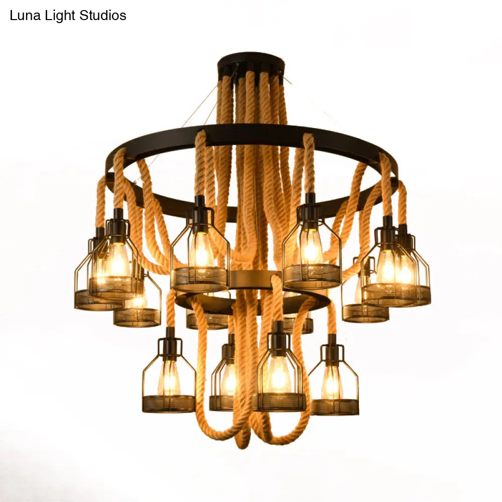 Metallic Chandelier - 4/6/14 Lights, Circular Design, Black - Perfect for Restaurants and Ceilings