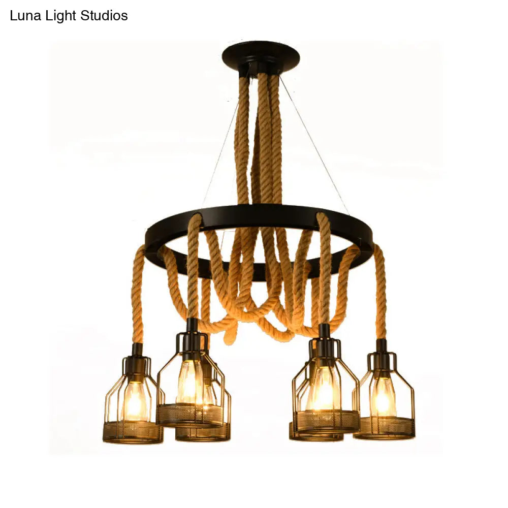 Metallic Chandelier - 4/6/14 Lights, Circular Design, Black - Perfect for Restaurants and Ceilings