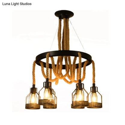 Metallic Chandelier - 4/6/14 Lights, Circular Design, Black - Perfect for Restaurants and Ceilings