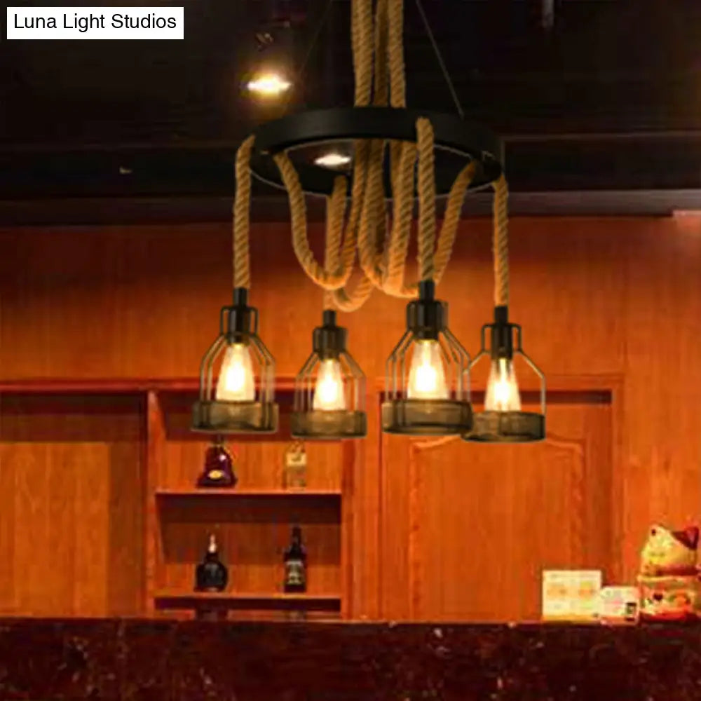 Metallic Chandelier - 4/6/14 Lights, Circular Design, Black - Perfect for Restaurants and Ceilings