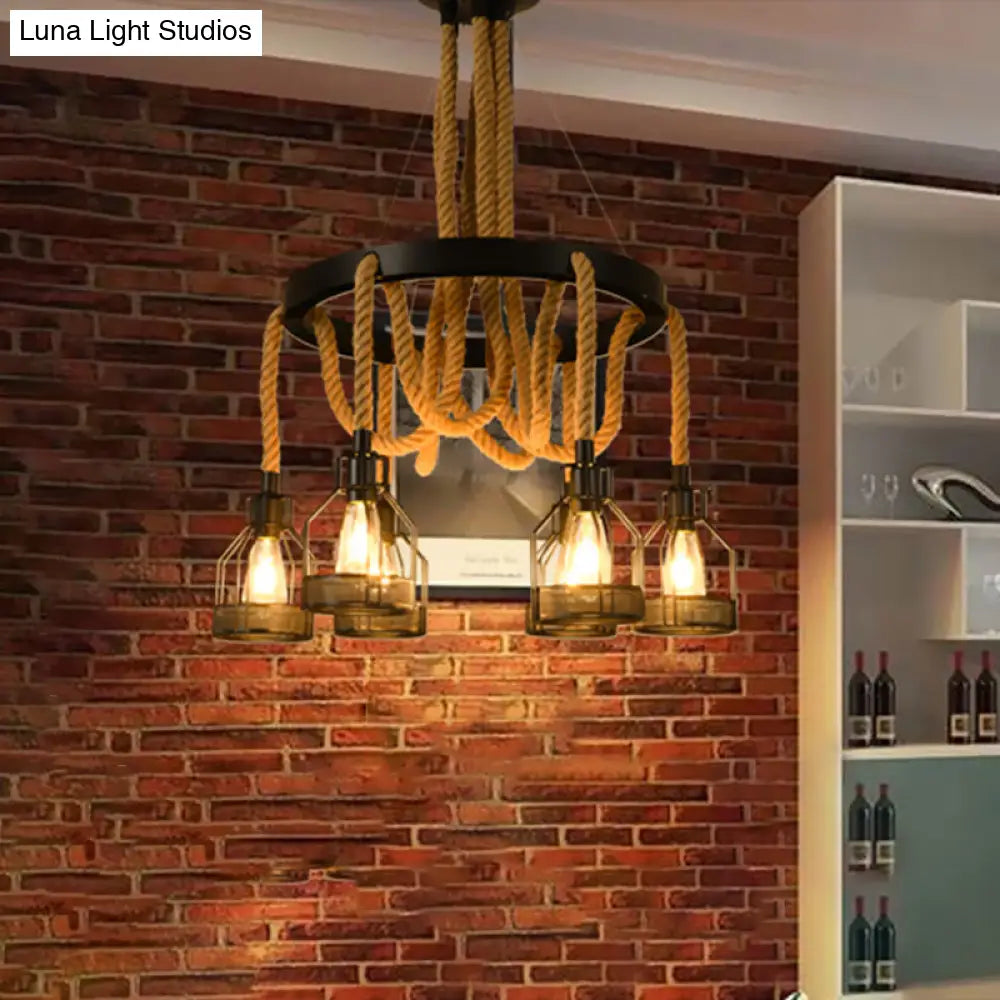 Metallic Chandelier - 4/6/14 Lights, Circular Design, Black - Perfect for Restaurants and Ceilings