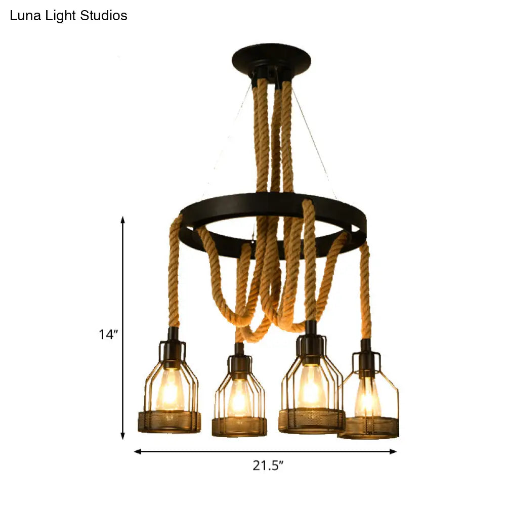 Metallic Chandelier - 4/6/14 Lights, Circular Design, Black - Perfect for Restaurants and Ceilings