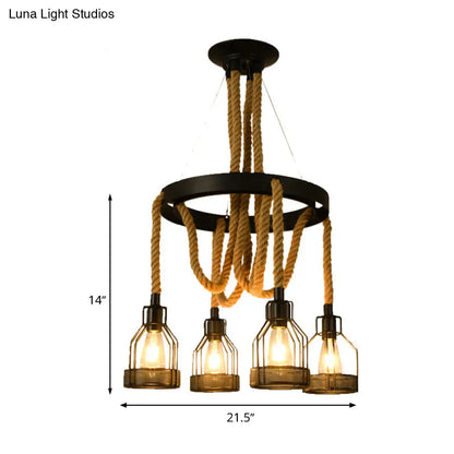 Metallic Chandelier - 4/6/14 Lights, Circular Design, Black - Perfect for Restaurants and Ceilings