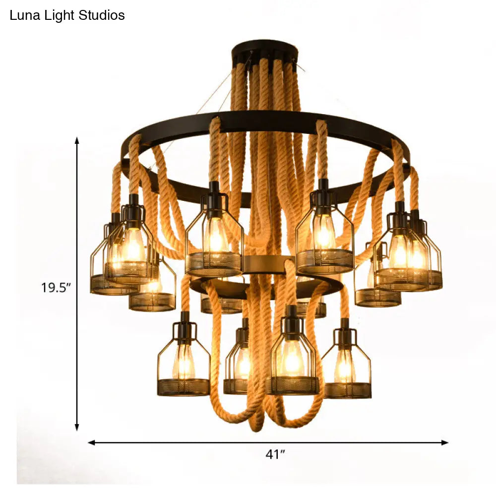 Metallic Chandelier - 4/6/14 Lights, Circular Design, Black - Perfect for Restaurants and Ceilings