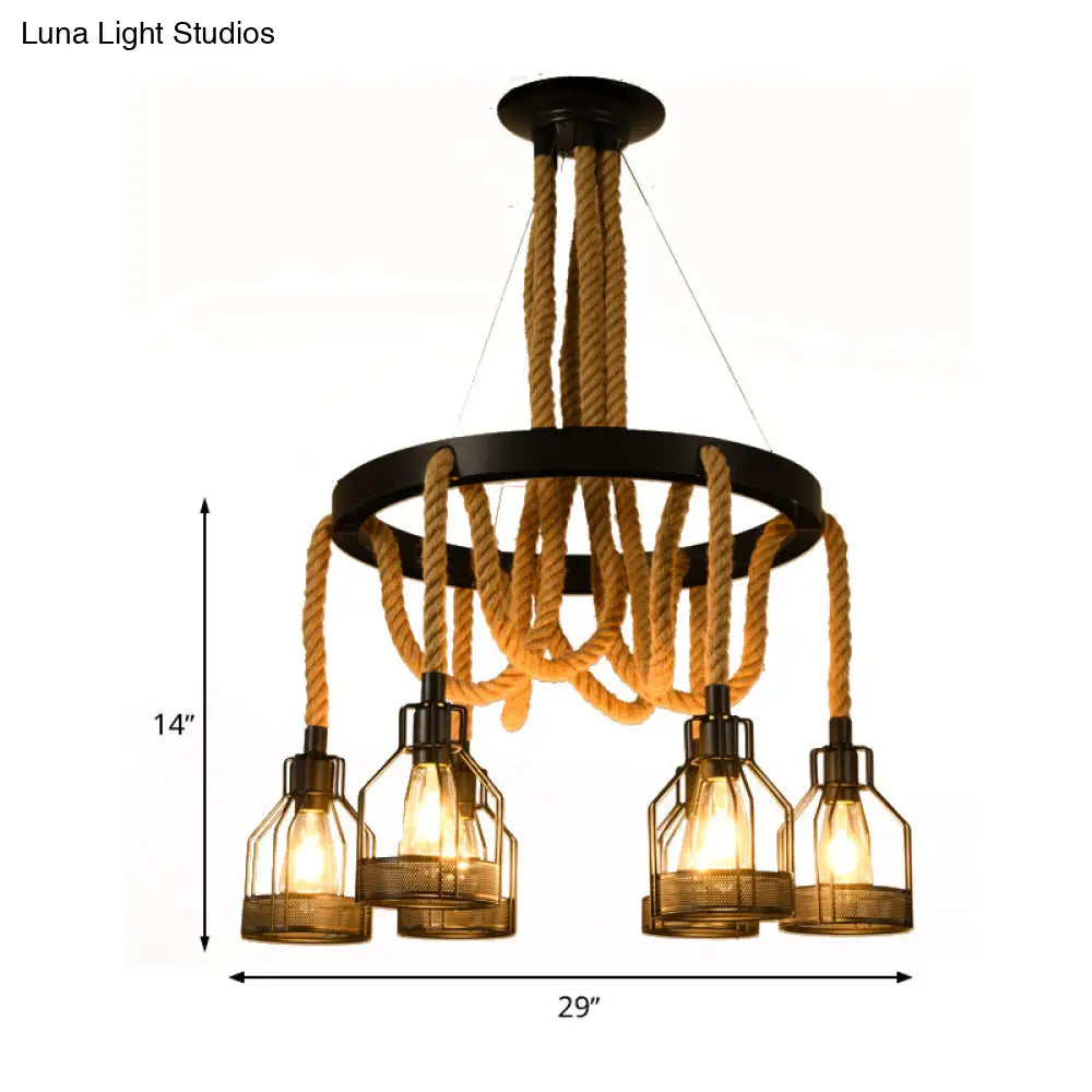 Metallic Chandelier - 4/6/14 Lights, Circular Design, Black - Perfect for Restaurants and Ceilings