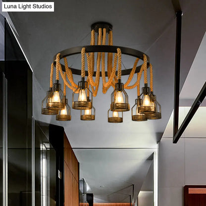 Metallic Chandelier - 4/6/14 Lights, Circular Design, Black - Perfect for Restaurants and Ceilings