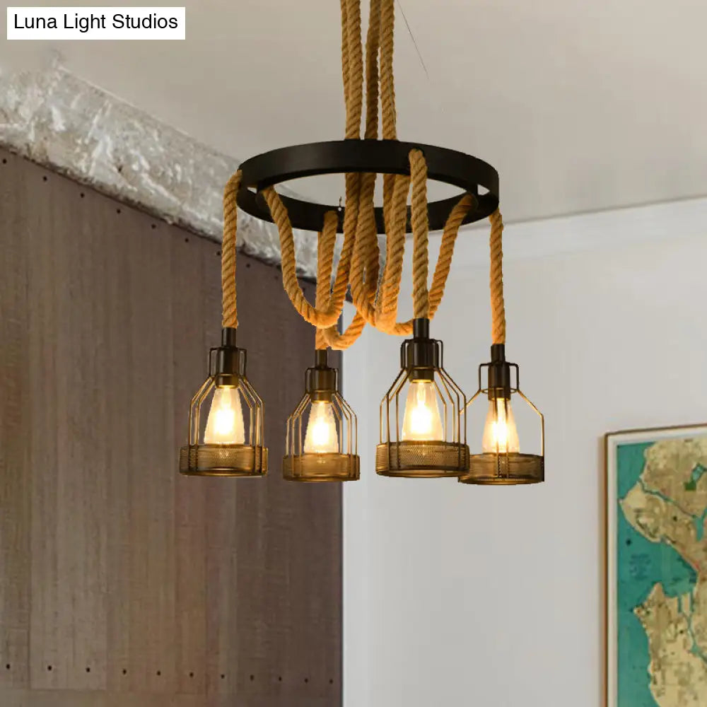 Metallic Chandelier - 4/6/14 Lights, Circular Design, Black - Perfect for Restaurants and Ceilings