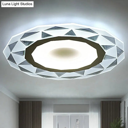 DecorBites™ DecorBites™ Metallic Circular LED Flush Mount Ceiling Light Fixture in Clear for Modern Living Room