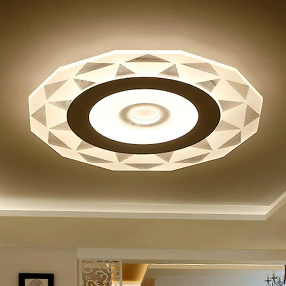 DecorBites™ DecorBites™ Metallic Circular LED Flush Mount Ceiling Light Fixture in Clear for Modern Living Room