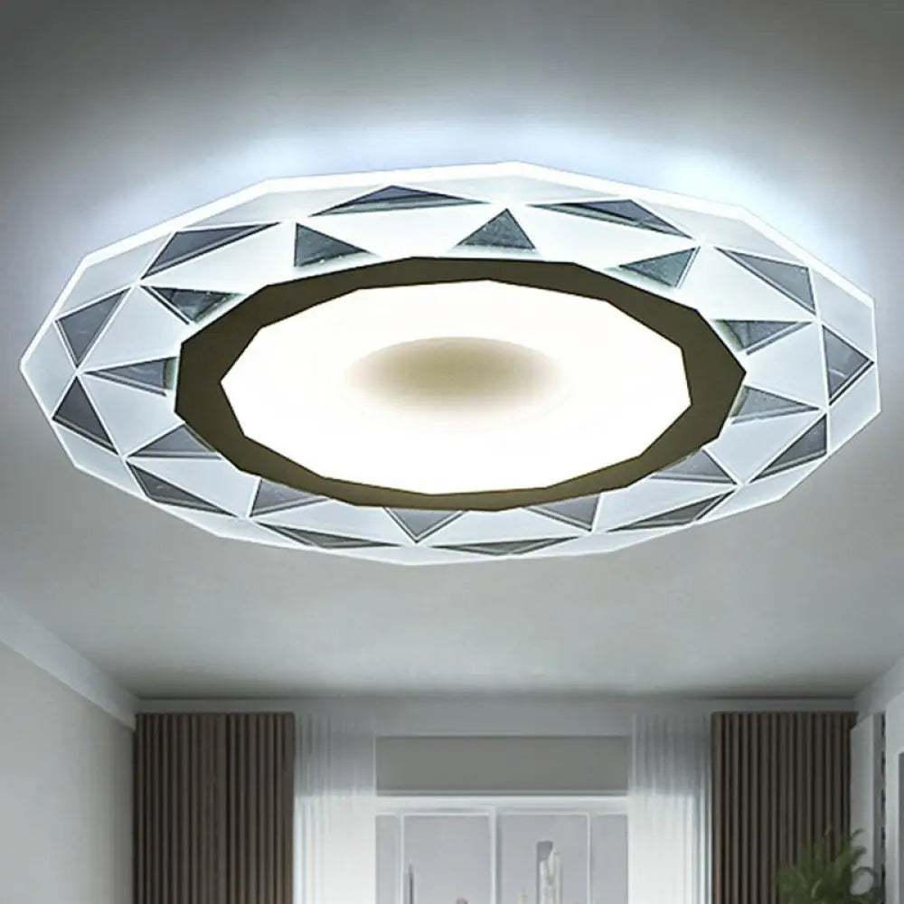 DecorBites™ DecorBites™ Metallic Circular LED Flush Mount Ceiling Light Fixture in Clear for Modern Living Room