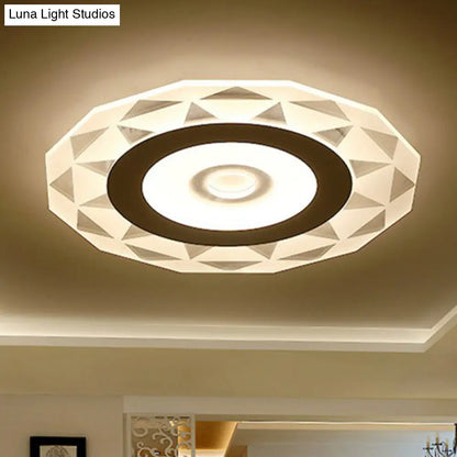 DecorBites™ DecorBites™ Metallic Circular LED Flush Mount Ceiling Light Fixture in Clear for Modern Living Room