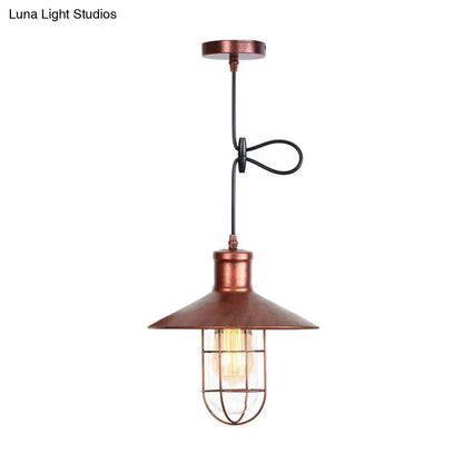 Metallic Cone Shade Pendant Light - Rustic Dining Room Ceiling Lamp