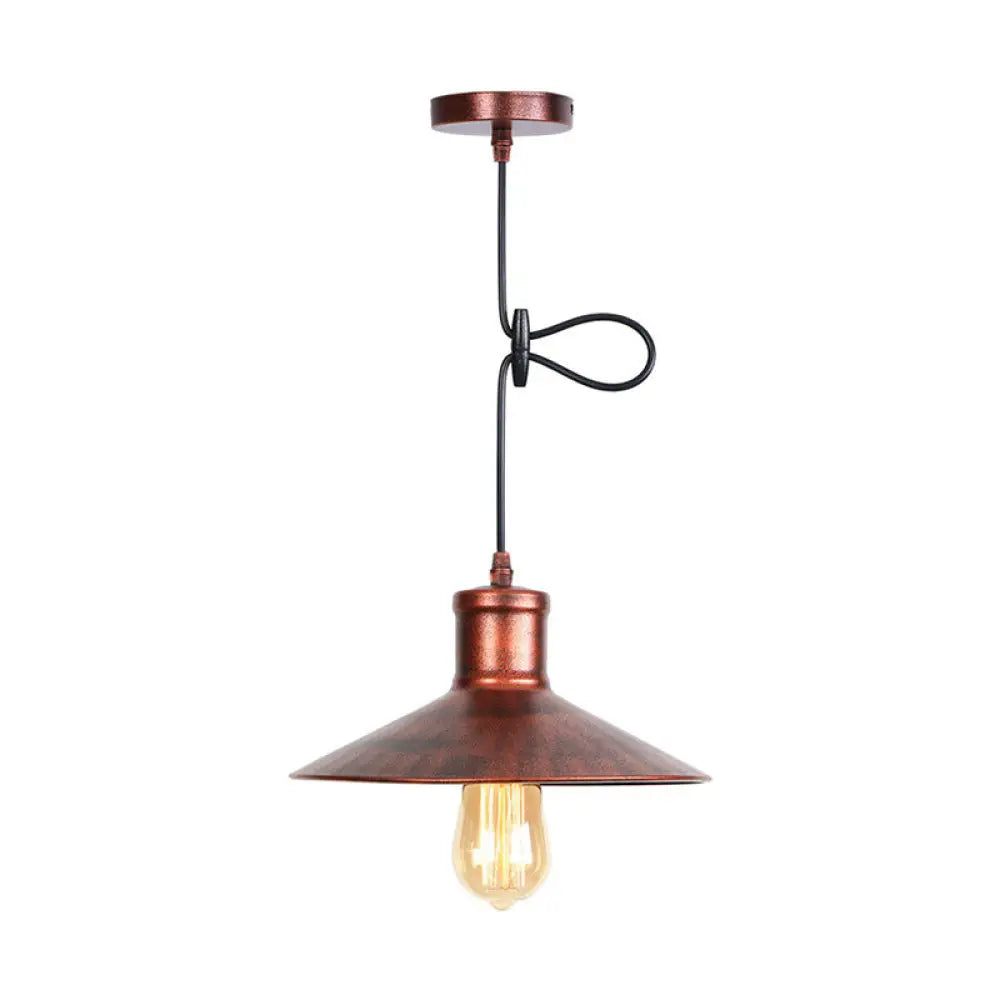 Metallic Cone Shade Pendant Light - Rustic Dining Room Ceiling Lamp