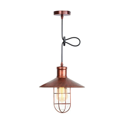 Metallic Cone Shade Pendant Light - Rustic Dining Room Ceiling Lamp