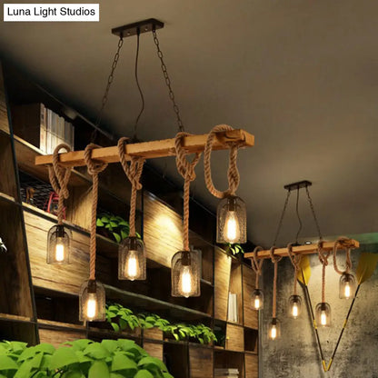 ديكوربايتس™ مصباح معلق على شكل قبة معدنية: ثريا جزيرة عتيقة مع حبل قنب ولمسات خشبية