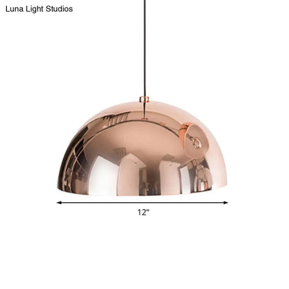 Metallic Dome Pendant Lighting, Polished Copper Finish, for Kitchen - 10"/12" Diameter, 1 Bulb