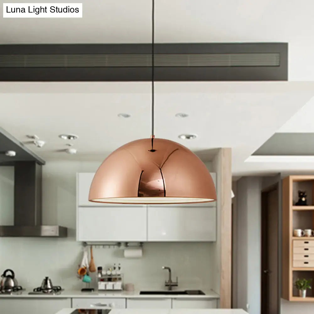 Metallic Dome Pendant Lighting, Polished Copper Finish, for Kitchen - 10"/12" Diameter, 1 Bulb