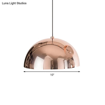 Metallic Dome Pendant Lighting, Polished Copper Finish, for Kitchen - 10"/12" Diameter, 1 Bulb