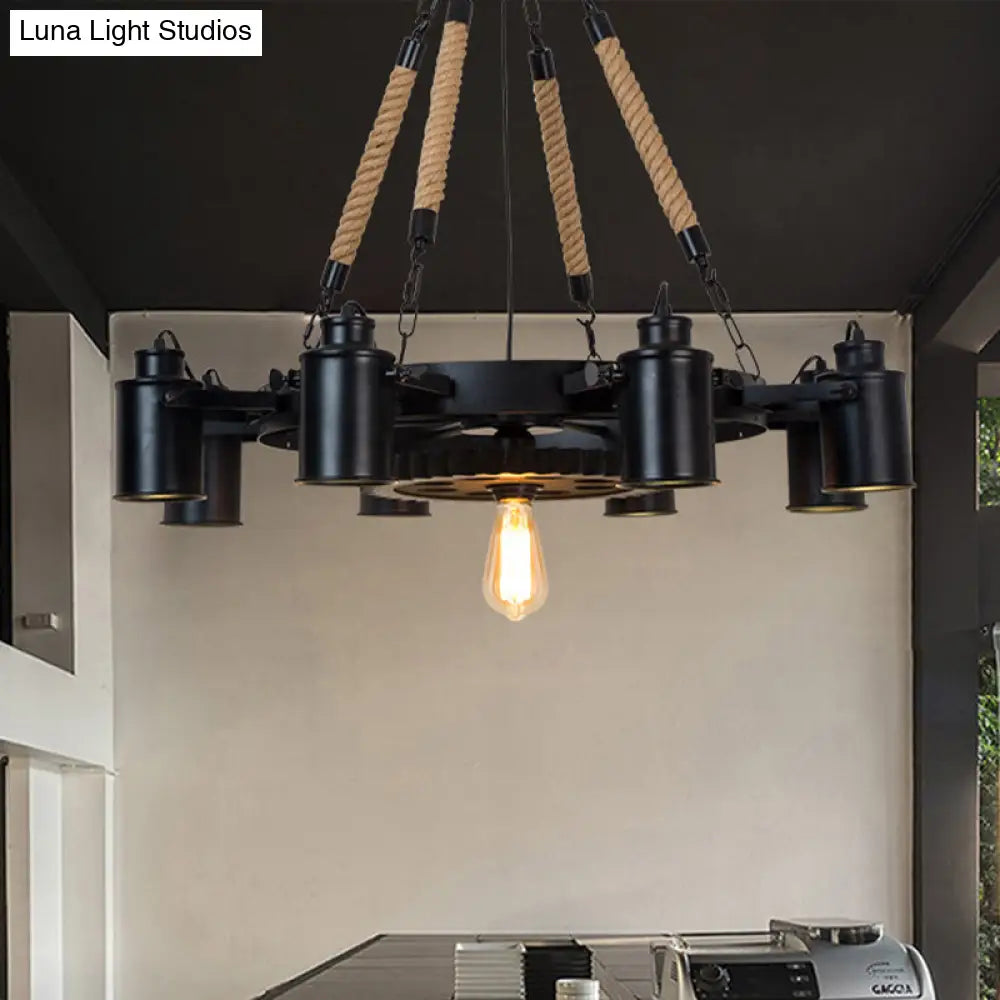 Metallic Factory Tube Chandelier Pendant Light Fixture - 7/9/11 Lights in Black for Dining Room