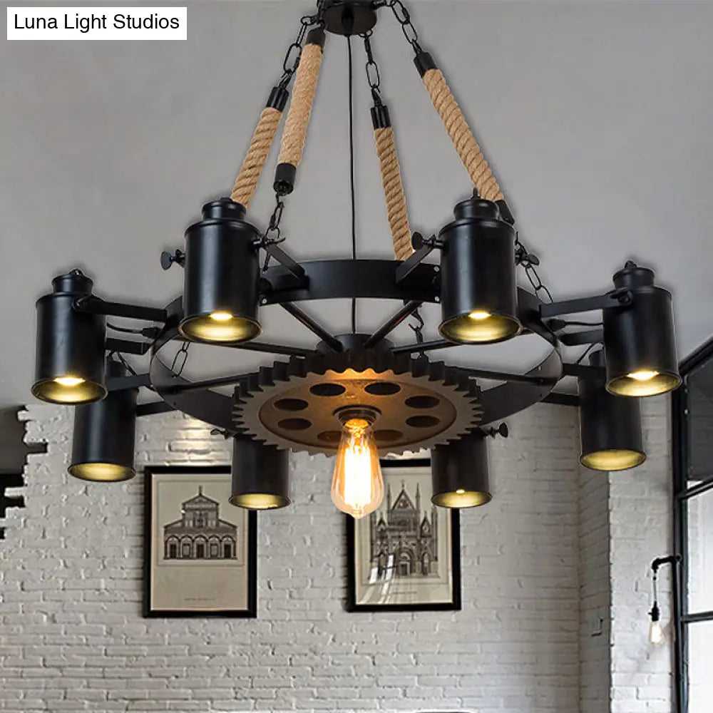 Metallic Factory Tube Chandelier Pendant Light Fixture - 7/9/11 Lights in Black for Dining Room