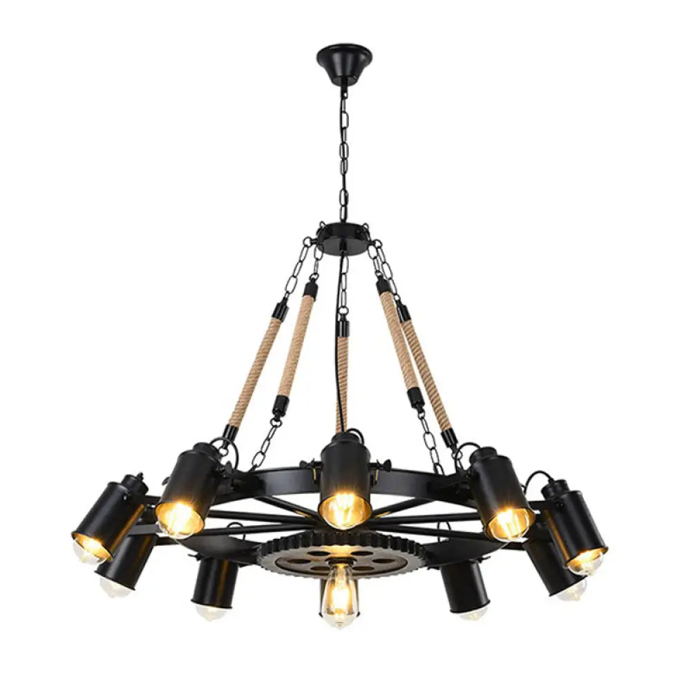 Metallic Factory Tube Chandelier Pendant Light Fixture - 7/9/11 Lights in Black for Dining Room