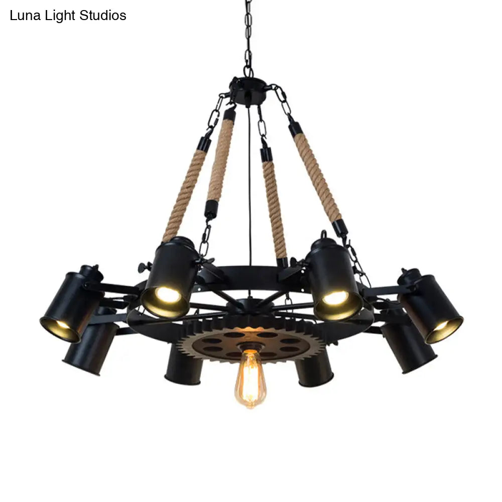 Metallic Factory Tube Chandelier Pendant Light Fixture - 7/9/11 Lights in Black for Dining Room