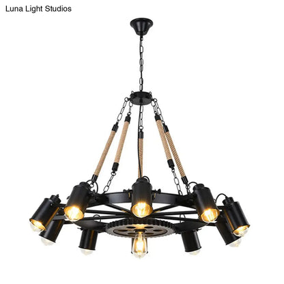 Metallic Factory Tube Chandelier Pendant Light Fixture - 7/9/11 Lights in Black for Dining Room