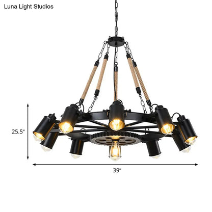 Metallic Factory Tube Chandelier Pendant Light Fixture - 7/9/11 Lights in Black for Dining Room