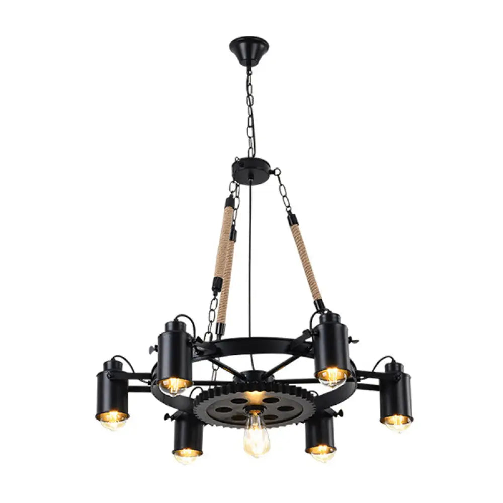 Metallic Factory Tube Chandelier Pendant Light Fixture - 7/9/11 Lights in Black for Dining Room