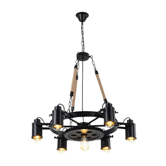 Metallic Factory Tube Chandelier Pendant Light Fixture - 7/9/11 Lights in Black for Dining Room