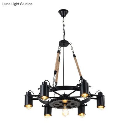 Metallic Factory Tube Chandelier Pendant Light Fixture - 7/9/11 Lights in Black for Dining Room