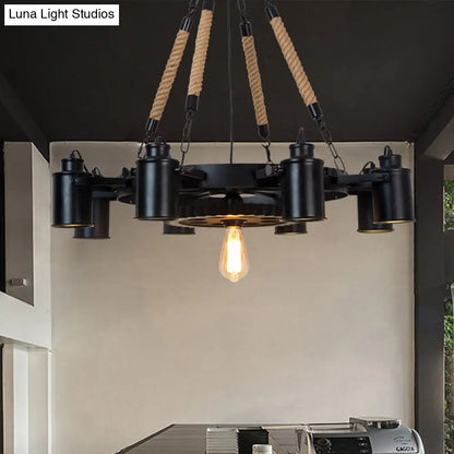 Metallic Factory Tube Chandelier Pendant Light Fixture - 7/9/11 Lights in Black for Dining Room