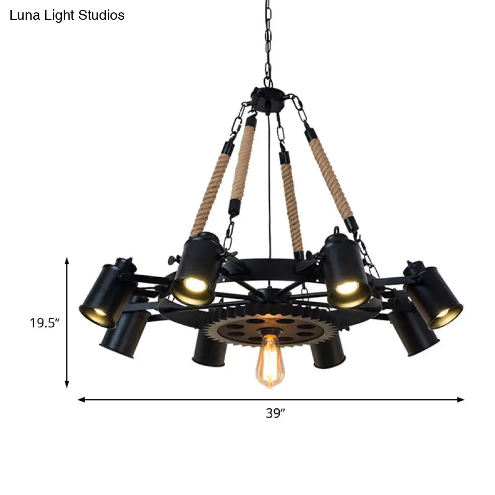 Metallic Factory Tube Chandelier Pendant Light Fixture - 7/9/11 Lights in Black for Dining Room